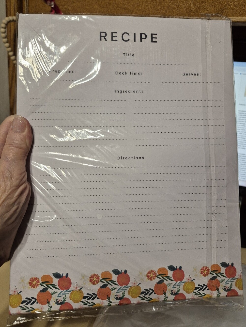 50 Full Page Recipe Sheets And 50 Protective Sheets For 3 Ring Binder. 11"X11"